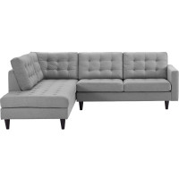 Modway EEI-2798-LGR Empress 2 Piece Upholstered Fabric Left Facing Bumper Sectional