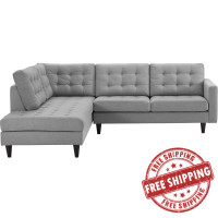 Modway EEI-2798-LGR Empress 2 Piece Upholstered Fabric Left Facing Bumper Sectional