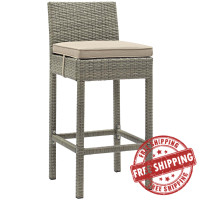 Modway EEI-2800-LGR-BEI Conduit Outdoor Patio Wicker Rattan Bar Stool