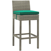 Modway EEI-2800-LGR-GRN Conduit Outdoor Patio Wicker Rattan Bar Stool