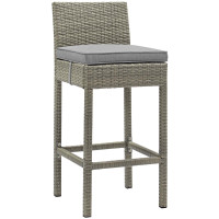 Modway EEI-2800-LGR-GRY Conduit Outdoor Patio Wicker Rattan Bar Stool