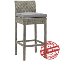 Modway EEI-2800-LGR-GRY Conduit Outdoor Patio Wicker Rattan Bar Stool