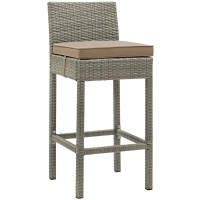 Modway EEI-2800-LGR-MOC Conduit Outdoor Patio Wicker Rattan Bar Stool
