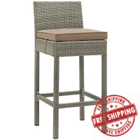 Modway EEI-2800-LGR-MOC Conduit Outdoor Patio Wicker Rattan Bar Stool