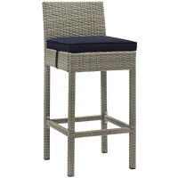 Modway EEI-2800-LGR-NAV Conduit Outdoor Patio Wicker Rattan Bar Stool