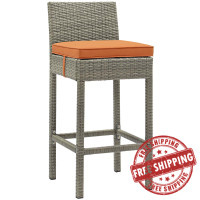 Modway EEI-2800-LGR-ORA Conduit Outdoor Patio Wicker Rattan Bar Stool