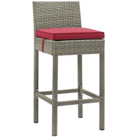 Modway EEI-2800-LGR-RED Conduit Outdoor Patio Wicker Rattan Bar Stool