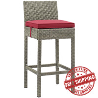 Modway EEI-2800-LGR-RED Conduit Outdoor Patio Wicker Rattan Bar Stool