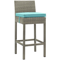 Modway EEI-2800-LGR-TRQ Conduit Outdoor Patio Wicker Rattan Bar Stool