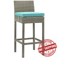 Modway EEI-2800-LGR-TRQ Conduit Outdoor Patio Wicker Rattan Bar Stool