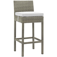 Modway EEI-2800-LGR-WHI Conduit Outdoor Patio Wicker Rattan Bar Stool
