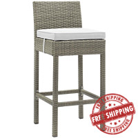 Modway EEI-2800-LGR-WHI Conduit Outdoor Patio Wicker Rattan Bar Stool