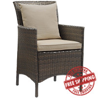 Modway EEI-2801-BRN-BEI Conduit Outdoor Patio Wicker Rattan Dining Armchair