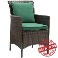 Modway EEI-2801-BRN-GRN Conduit Outdoor Patio Wicker Rattan Dining Armchair
