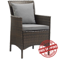 Modway EEI-2801-BRN-GRY Conduit Outdoor Patio Wicker Rattan Dining Armchair