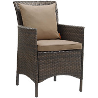 Modway EEI-2801-BRN-MOC Conduit Outdoor Patio Wicker Rattan Dining Armchair