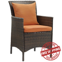 Modway EEI-2801-BRN-ORA Conduit Outdoor Patio Wicker Rattan Dining Armchair