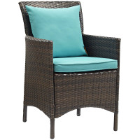 Modway EEI-2801-BRN-TRQ Conduit Outdoor Patio Wicker Rattan Dining Armchair