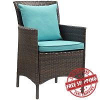 Modway EEI-2801-BRN-TRQ Conduit Outdoor Patio Wicker Rattan Dining Armchair