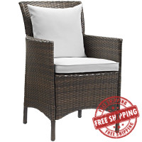 Modway EEI-2801-BRN-WHI Conduit Outdoor Patio Wicker Rattan Dining Armchair