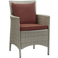 Modway EEI-2802-LGR-CUR Conduit Outdoor Patio Wicker Rattan Dining Armchair