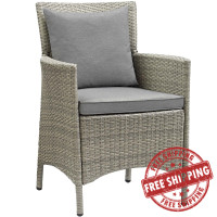 Modway EEI-2802-LGR-GRY Conduit Outdoor Patio Wicker Rattan Dining Armchair