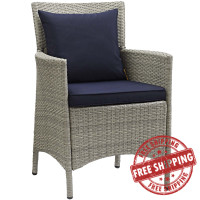 Modway EEI-2802-LGR-NAV Conduit Outdoor Patio Wicker Rattan Dining Armchair