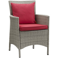 Modway EEI-2802-LGR-RED Conduit Outdoor Patio Wicker Rattan Dining Armchair