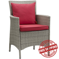 Modway EEI-2802-LGR-RED Conduit Outdoor Patio Wicker Rattan Dining Armchair