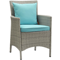 Modway EEI-2802-LGR-TRQ Conduit Outdoor Patio Wicker Rattan Dining Armchair