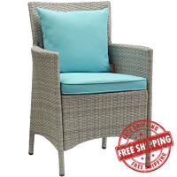 Modway EEI-2802-LGR-TRQ Conduit Outdoor Patio Wicker Rattan Dining Armchair