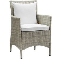 Modway EEI-2802-LGR-WHI Conduit Outdoor Patio Wicker Rattan Dining Armchair