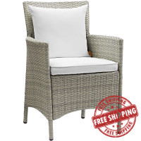 Modway EEI-2802-LGR-WHI Conduit Outdoor Patio Wicker Rattan Dining Armchair