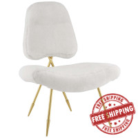 Modway EEI-2810-WHI Ponder Upholstered Sheepskin Fur Lounge Chair
