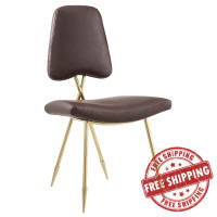Modway EEI-2812-BRN Ponder Antique Faux Leather Dining Side Chair