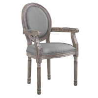 Modway EEI-2823-LGR Emanate Vintage French Upholstered Fabric Dining Armchair