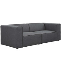Modway EEI-2825-GRY Mingle 2 Piece Upholstered Fabric Sectional Sofa Set