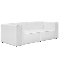Modway EEI-2825-WHI Mingle 2 Piece Upholstered Fabric Sectional Sofa Set