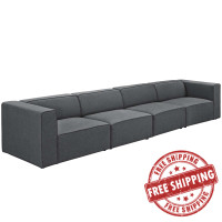 Modway EEI-2829-GRY Mingle 4 Piece Upholstered Fabric Sectional Sofa Set