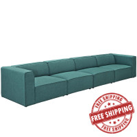 Modway EEI-2829-TEA Mingle 4 Piece Upholstered Fabric Sectional Sofa Set