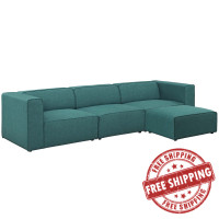 Modway EEI-2831-TEA Mingle 4 Piece Upholstered Fabric Sectional Sofa Set