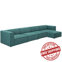 Modway EEI-2833-TEA Mingle 5 Piece Upholstered Fabric Sectional Sofa Set