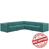 Modway EEI-2835-TEA Mingle 5 Piece Upholstered Fabric Sectional Sofa Set