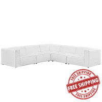 Modway EEI-2835-WHI Mingle 5 Piece Upholstered Fabric Sectional Sofa Set