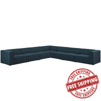 Modway EEI-2837-BLU Mingle 7 Piece Upholstered Fabric Sectional Sofa Set