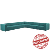 Modway EEI-2837-TEA Mingle 7 Piece Upholstered Fabric Sectional Sofa Set