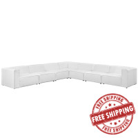 Modway EEI-2837-WHI Mingle 7 Piece Upholstered Fabric Sectional Sofa Set