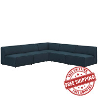 Modway EEI-2839-BLU Mingle 5 Piece Upholstered Fabric Armless Sectional Sofa Set