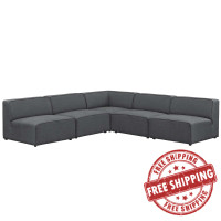 Modway EEI-2839-GRY Mingle 5 Piece Upholstered Fabric Armless Sectional Sofa Set