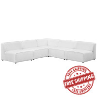 Modway EEI-2839-WHI Mingle 5 Piece Upholstered Fabric Armless Sectional Sofa Set
